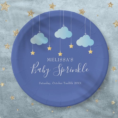 Twinkle Sprinkle Little Star Baby Shower Blue Paper Plates