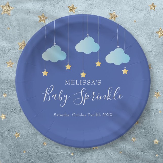 Twinkle Sprinkle Little Star Baby Shower Blue Paper Plates (Twinkle Sprinkle Little Star Baby Shower Blue Paper Plates)
