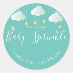 Twinkle sprinkle little star baby shower classic round sticker