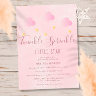 Twinkle Sprinkle Little Star Baby Shower Girl Pink Invitation