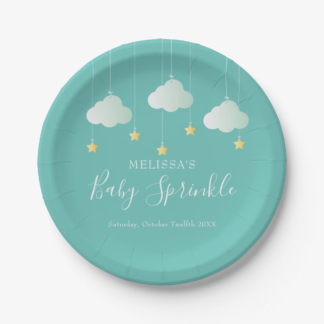Twinkle Sprinkle Little Star Baby Shower/Sprinkle Paper Plates (Front)