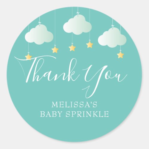 Twinkle sprinkle little star baby shower thank you classic round sticker