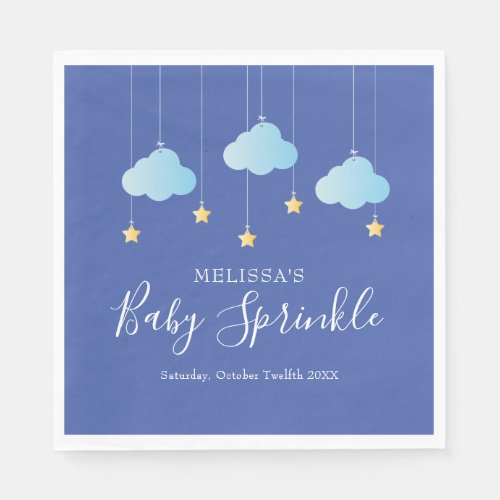 Twinkle Sprinkle Little Star Baby Sprinkle Blue Napkins