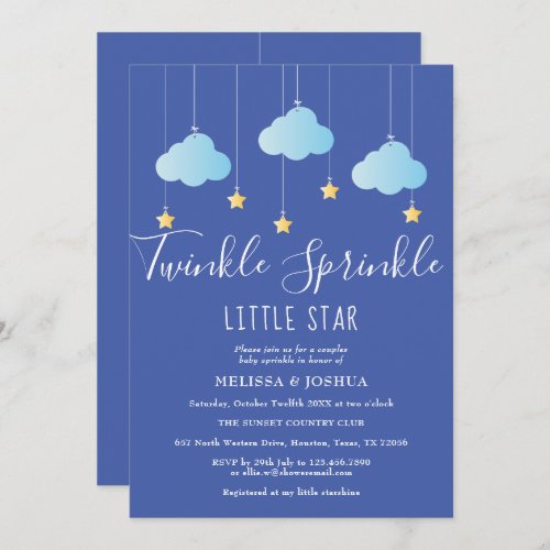 Twinkle Sprinkle Little Star Baby SprinkleShower Invitation