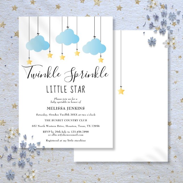 Twinkle Sprinkle Little Star Blue Boy Baby Shower Invitation (Twinkle Sprinkle Little Star Blue Boy Baby Shower Invitation)