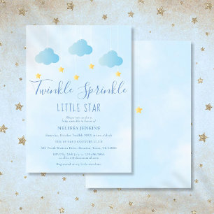 Twinkle Sprinkle Little Star Boy Blue Baby Shower Invitation