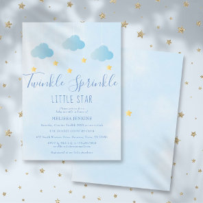 Twinkle Sprinkle Little Star Boy Blue Baby Shower Invitation
