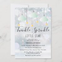 Twinkle Sprinkle Little Star Winter Baby Shower Invitation