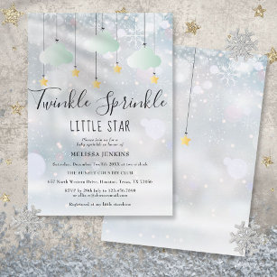 Twinkle Sprinkle Little Star Winter Baby Shower Invitation