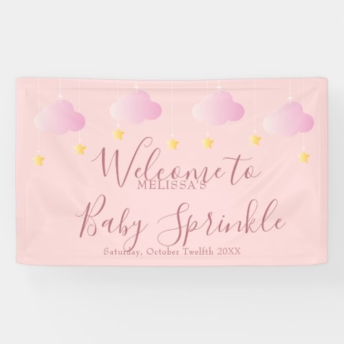 Twinkle Sprinkle Pink Baby Girl Shower Welcome Banner