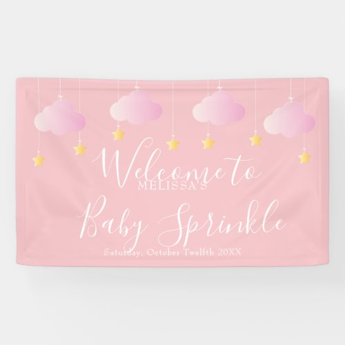 Twinkle Sprinkle Pink Baby Girl Shower Welcome Banner