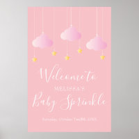 Twinkle Sprinkle Pink Baby Girl Shower Welcome Poster