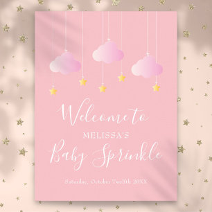 Twinkle Sprinkle Pink Baby Girl Shower Welcome Poster