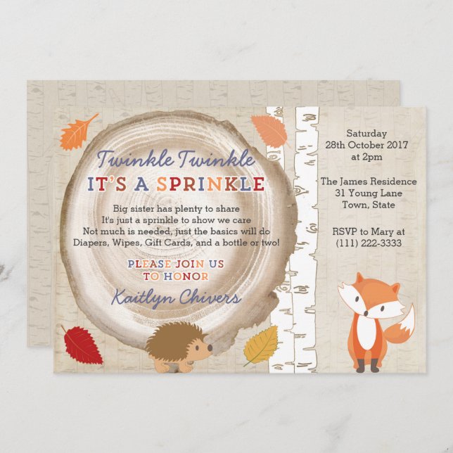 Twinkle Sprinkle Poem, Second Baby Party for Boy Invitation (Front/Back)