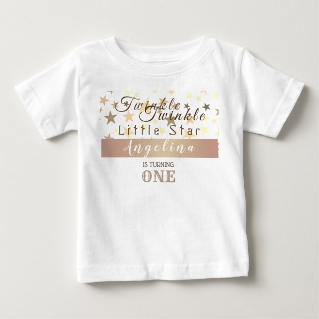 Twinkle Star 1st Birthday Baby Girl T-Shirt (Front)