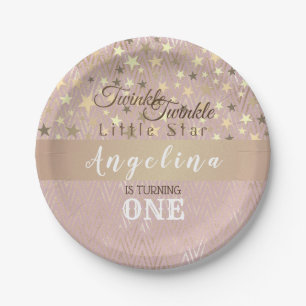 Twinkle Star 1st Birthday Girl Paper Plates