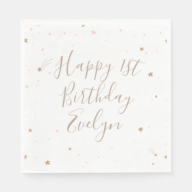 Twinkle Star 1st Birthday Napkins (Front)
