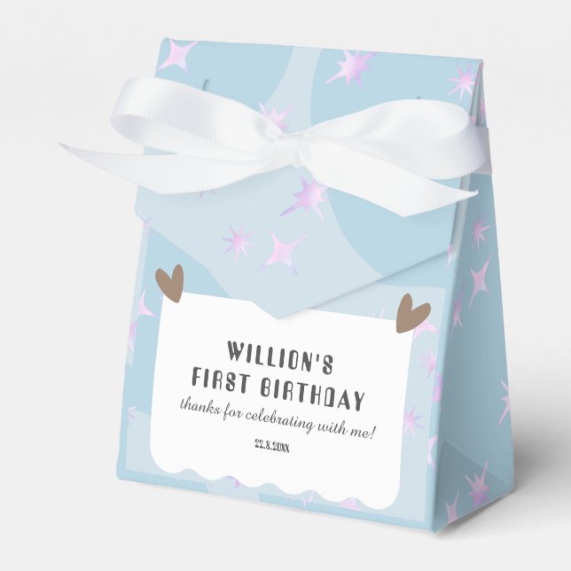 Twinkle Star And Heart Birthday Favor Boxes (Front Side)