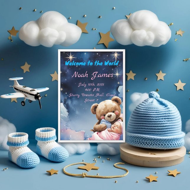 "Twinkle Star Baby Boy Invitation  (Creator Uploaded)