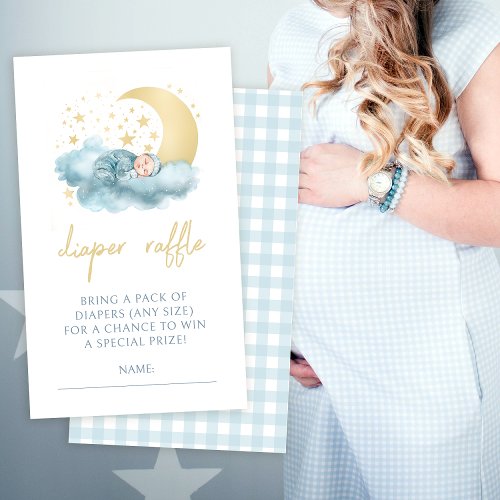 Twinkle star baby boy shower diaper raffle cards