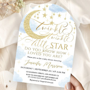 Twinkle Star Baby Shower Boy Blue Gold Arch Invitation