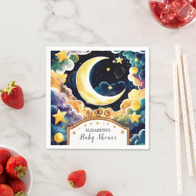 Twinkle Star Boho Celestial Baby Shower Napkins (Insitu)
