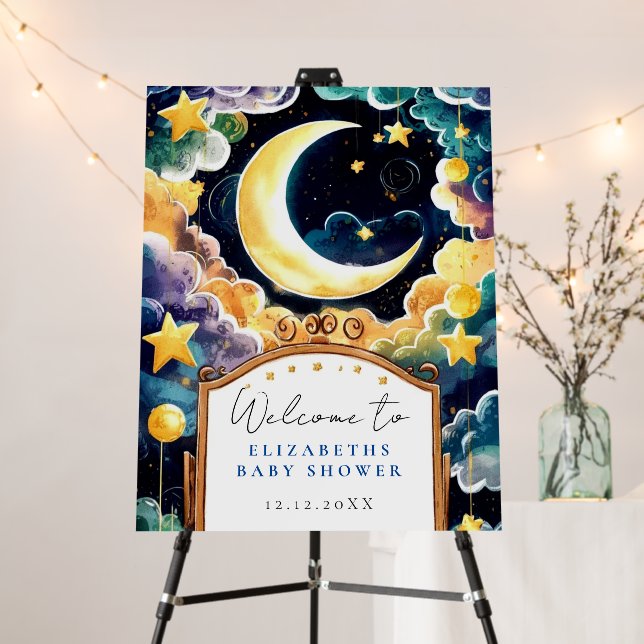 Twinkle Star Celestial Baby Shower Welcome Sign (In Situ (Stand))