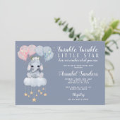 Twinkle Star Gender Reveal Baby Elephant Invitation (Standing Front)