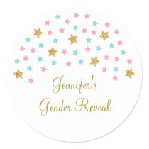 Twinkle Star Gender Reveal Classic Round Sticker