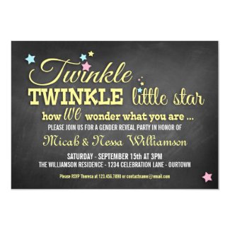 Twinkle Star Gender Reveal Party Invitation