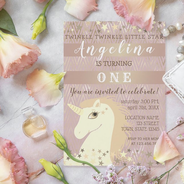 Twinkle Star Girl 1st Birthday Invitation (Creator Uploaded)