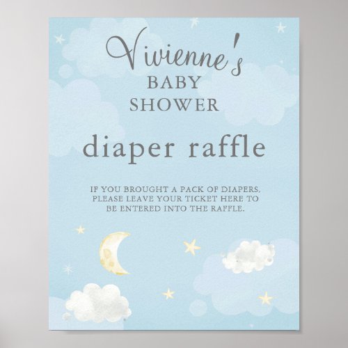 Twinkle Star Light Blue Baby Shower Diaper Raffle Poster