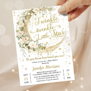 Twinkle Star Moon Baby Shower Gender Neutral  Invitation