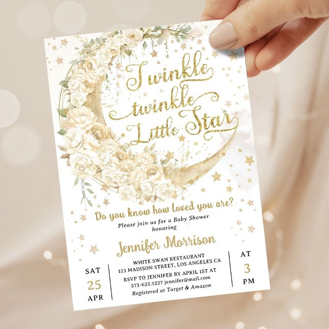 Twinkle Star Moon Baby Shower Gender Neutral  Invitation (Creator Uploaded)