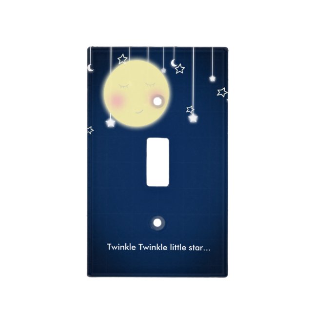 Twinkle Star Moon Nursery Room Light Switch Cover (Front)