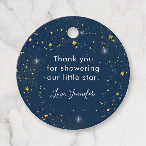 Twinkle Star Navy  Gold Baby Shower Favor Tags