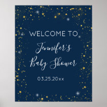 Twinkle Star Navy & Gold Baby Shower Welcome Poster