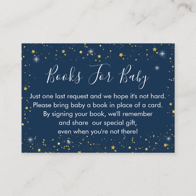 Twinkle Star Navy & Gold Book Request Cards (Front)