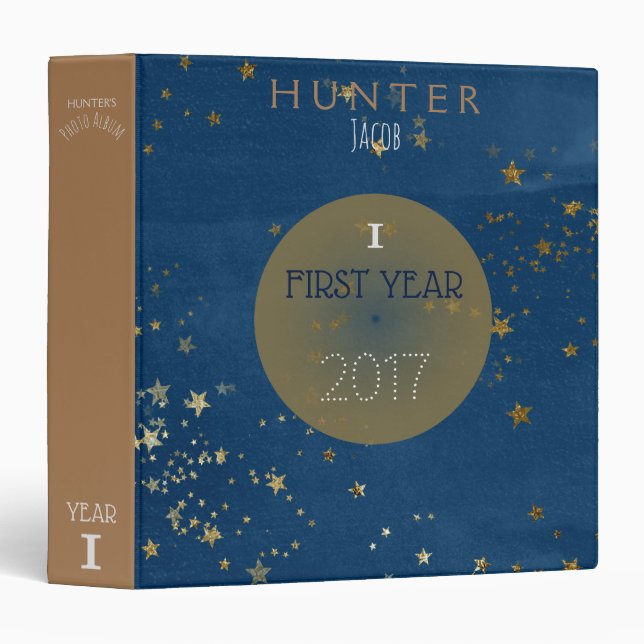 Twinkle Star Night Sky Baby Photo Album 3 Ring Binder (Front/Spine)