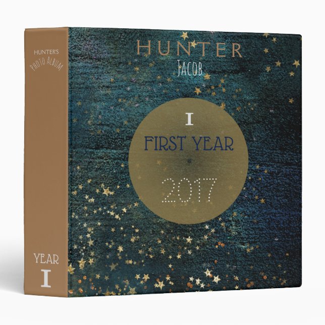 Twinkle Star Night Sky Baby Photo Album 3 Ring Binder (Front/Spine)
