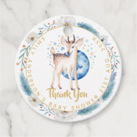 Twinkle Star Woodland Deer Blue Pink Baby Shower Favor Tags