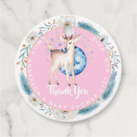 Twinkle Star Woodland Deer Blue Pink Baby Shower Favor Tags