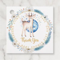 Twinkle Star Woodland Deer Blue Pink Baby Shower Favor Tags