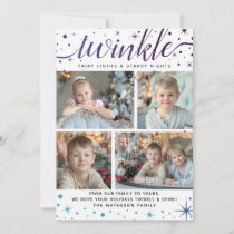 TWINKLE Starry Snow Fall Pattern | Teal &amp; Purple Holiday Card
