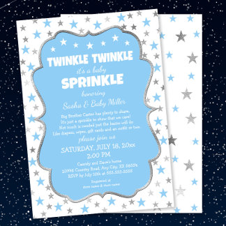 Twinkle Stars Baby Sprinkle boy invitations