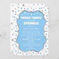 Twinkle Stars Baby Sprinkle boy invitations