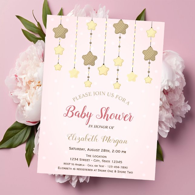 Twinkle Stars Gender Reveal Dots Baby Shower Invitation (Creator Uploaded)