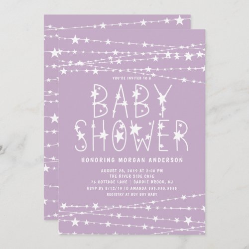 Twinkle Stars Girl Baby Shower Invitation