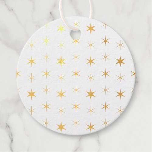 Twinkle Stars Gold Pattern Christmas Foil Favor Tags