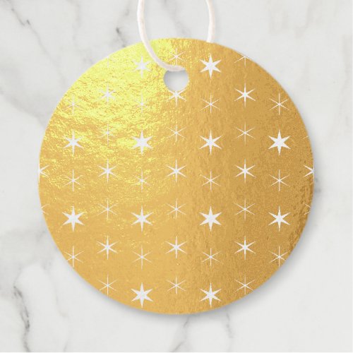 Twinkle Stars Gold Pattern Christmas Foil Favor Tags